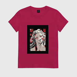 Футболка хлопковая женская Клинок рассекающий демонов demon slayer Demon, цвет: маджента