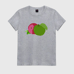 Футболка хлопковая женская Яблоко пиксель арт, цвет: меланж