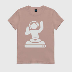 Футболка хлопковая женская Party dj, цвет: пыльно-розовый