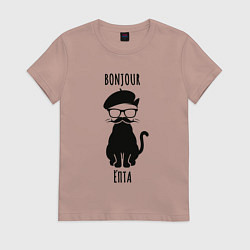 Женская футболка Bonjour ёпта кот в очках