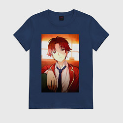 Футболка хлопковая женская Киётака Аянокоджи, цвет: тёмно-синий