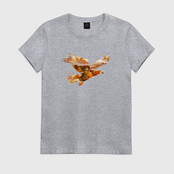 Футболка хлопковая женская Летящий орел и пейзаж, цвет: меланж