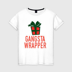 Футболка хлопковая женская Gangsta wrapper, цвет: белый