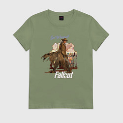 Футболка хлопковая женская Ghoul fallout Get Wasted, цвет: авокадо