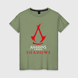 Футболка хлопковая женская Assassins creed shadows logo, цвет: авокадо