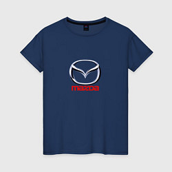 Футболка хлопковая женская Mazda logo, цвет: тёмно-синий
