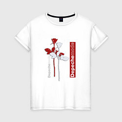 Футболка хлопковая женская Depeche Mode - Roses violator, цвет: белый