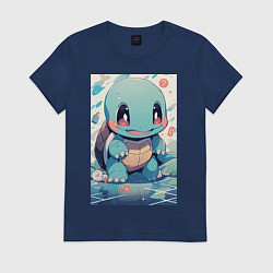 Футболка хлопковая женская Покемон Сквиртл, цвет: тёмно-синий