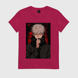 Футболка хлопковая женская Магическая битва Тогэ Инумаки, цвет: маджента