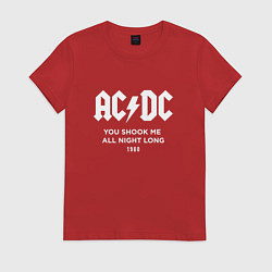 Футболка хлопковая женская AC DC - You shook me all night long 1980, цвет: красный