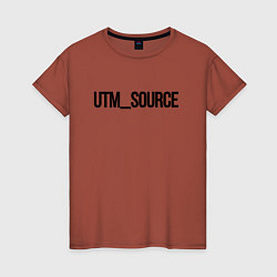 Футболка хлопковая женская Utm source, цвет: кирпичный