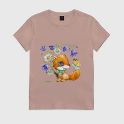 Женская футболка Лисёнок с колокольчиками