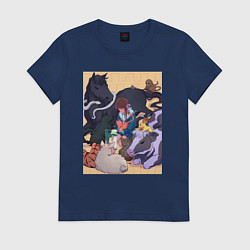 Футболка хлопковая женская Корзинка фруктов Кё Сома, цвет: тёмно-синий