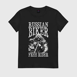 Футболка хлопковая женская Медведь байкер, цвет: черный