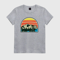 Футболка хлопковая женская Медведь и горы, цвет: меланж