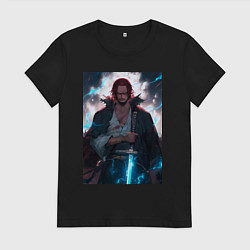 Футболка хлопковая женская Ван-Пис Шанкс, цвет: черный