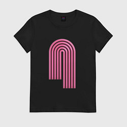 Футболка хлопковая женская Розовый орнамент, цвет: черный