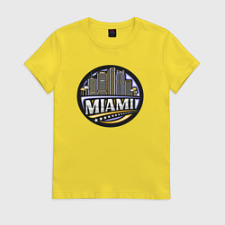 Футболка хлопковая женская Город Майами, цвет: желтый