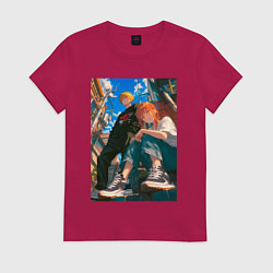 Футболка хлопковая женская Человек-бензопила Макима Дэндзи, цвет: маджента