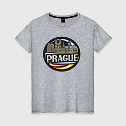 Футболка хлопковая женская Чехия Прага, цвет: меланж
