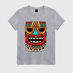 Футболка хлопковая женская Tiki mask, цвет: меланж
