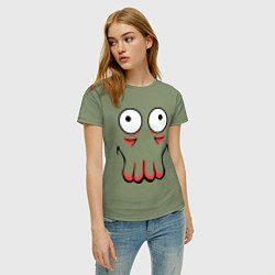 Футболка хлопковая женская John Zoidberg Face, цвет: авокадо — фото 2