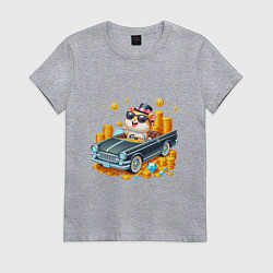 Женская футболка Хомяк миллионер на автомобиле