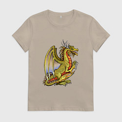 Футболка хлопковая женская HOMM3 gold dragon, цвет: миндальный