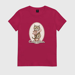 Женская футболка Милый котенок в винтажном стиле