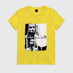 Футболка хлопковая женская Depeche Mode - Devotional gahan, цвет: желтый