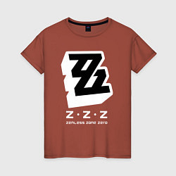Футболка хлопковая женская Zenless zone zero лого, цвет: кирпичный