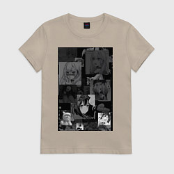 Футболка хлопковая женская Эта фарфоровая кукла влюбилась, цвет: миндальный