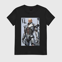 Футболка хлопковая женская Vladimir Lenin - cyberpunk fantasy, цвет: черный