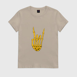 Футболка хлопковая женская Golden skeleton hand, цвет: миндальный