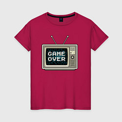Футболка хлопковая женская Game over tv, цвет: маджента