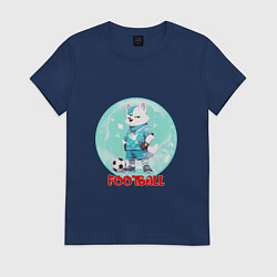 Футболка хлопковая женская Забавный гордый футболист, цвет: тёмно-синий