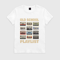 Футболка хлопковая женская Плейлист старой школы, цвет: белый