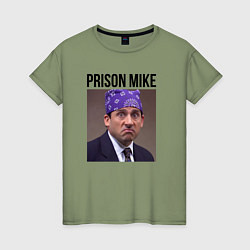 Футболка хлопковая женская Prison mike Michael Scott - офис, цвет: авокадо