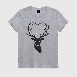 Футболка хлопковая женская Love deer, цвет: меланж