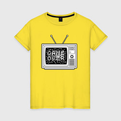 Футболка хлопковая женская Game over television, цвет: желтый
