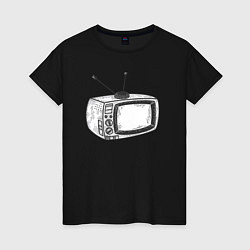 Футболка хлопковая женская Retro TV, цвет: черный