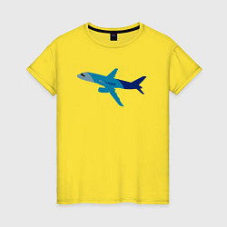 Футболка хлопковая женская Superjet-100 синий, цвет: желтый