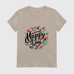 Женская футболка Happy day с цветами