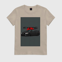 Футболка хлопковая женская Honda Civic, цвет: миндальный