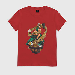 Футболка хлопковая женская One piece Зоро Zoro удон, цвет: красный