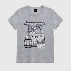 Футболка хлопковая женская Рыбная лавка, цвет: меланж