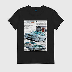 Футболка хлопковая женская Mercedes e-class, цвет: черный