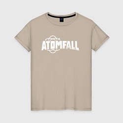 Футболка хлопковая женская Atomfall logo, цвет: миндальный