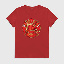 Футболка хлопковая женская Пожарная станция, цвет: красный