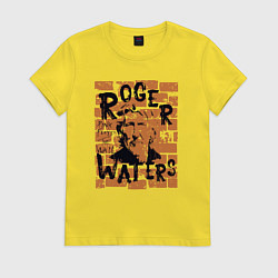 Футболка хлопковая женская Rodger Waters Pink Floyd рок, цвет: желтый